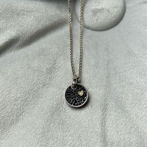 Judith Ripka- Sterl silver necklace w/Black sapphire pendant w/gold/dia detail.